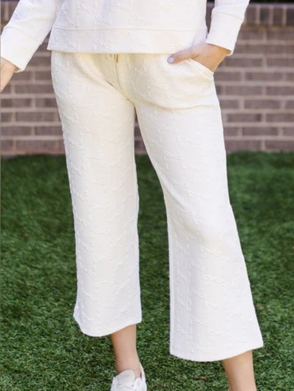 Mary Square Lula Jacquard Pant in Ivory Size XL NWT